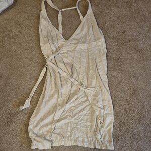 Cupshe Cream Wrap-Style Linen Swim Suit Cover Up
